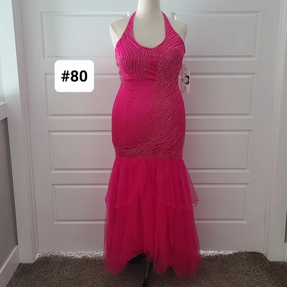 pink fit and flare prom dress Long Strappy-Back Faviana Pink Prom Dress